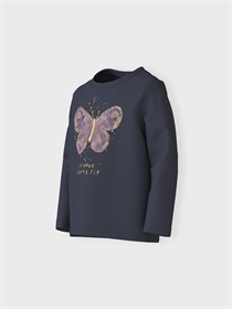 NAME IT Bluse Med Sommerfugl Rosalin Dark Sapphire